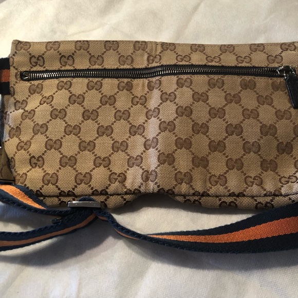 GUCCI GG Monogram Canvas /Leather Belt Bag (rare) Blue/orange Web Band | 17G26a main image 8